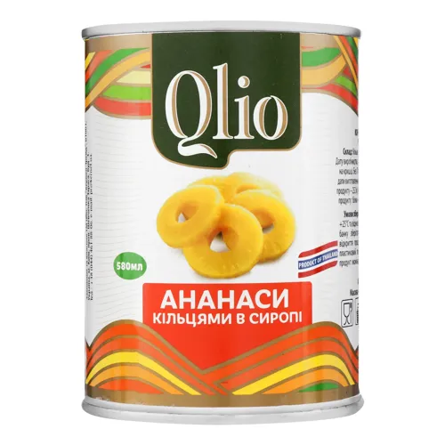 Ананаси кільцями в сиропі Qlio з/б 565г