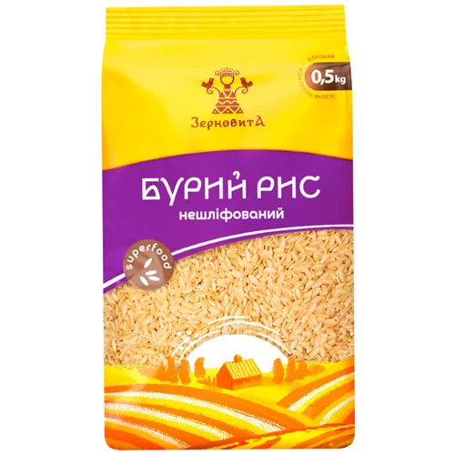Рис бурий Зерновита круглий нешліфований 500г