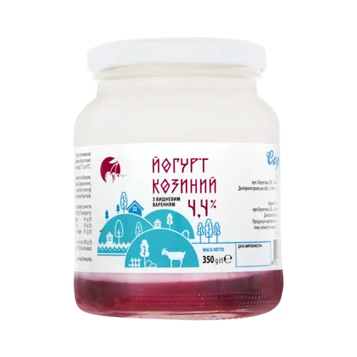 Йогурт 4.4% козячий з вишневим варенням Capretta с/б 350г