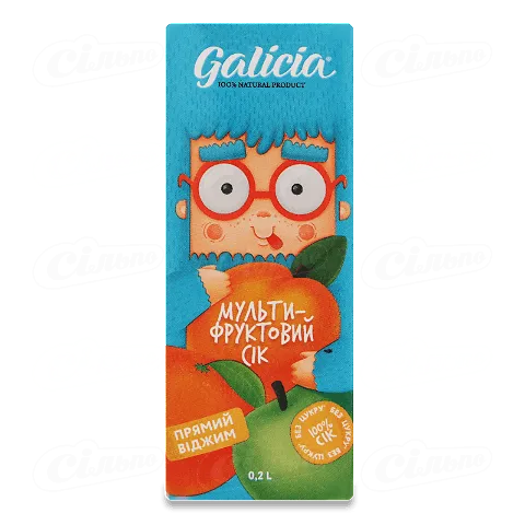 Сік Galicia мультифруктовий з м'якоттю із суміші плодів 200мл
