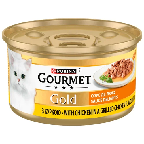 Корм вологий Gourmet Gold Соус Де-Люкс з куркою для котів 85г