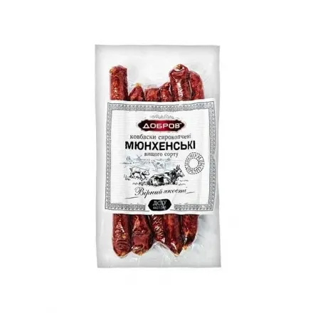 Ковбаски 140г Добров Мюнхенські сиров'ялені вакуумно упаковані