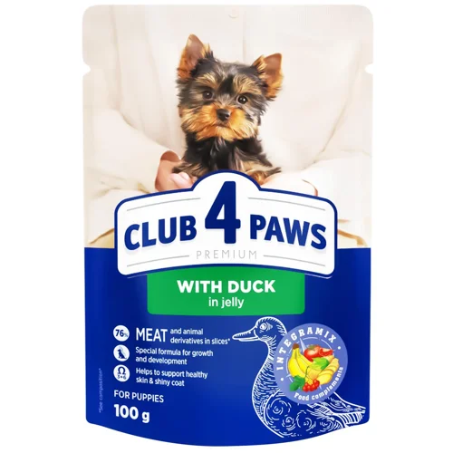Корм вологий Club 4 Paws Premium з качкою в желе для для цуценят 100г