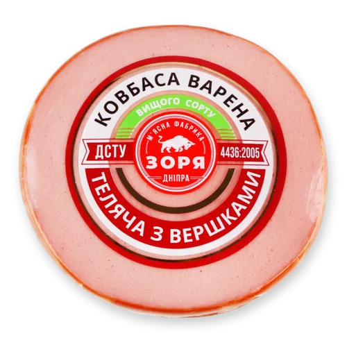 Ковбаса Варена Теляча З Вершками Зоря Дніпра, кг