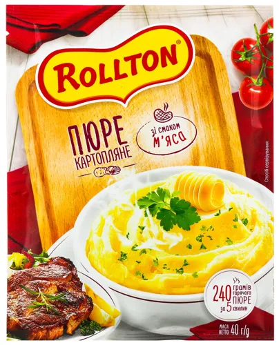 Пюре картопляне зі смаком м'яса Роллтон м/у 40г