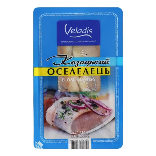 Оселедець в олії Матьє Козацький Veladis лоток 240г