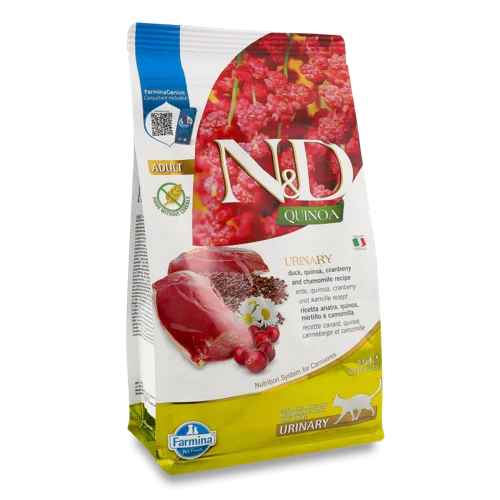 Корм для котів N&D Urinary з качкою, кіноа, журавлиною та ромашкою, сухий, 300г, Farmina