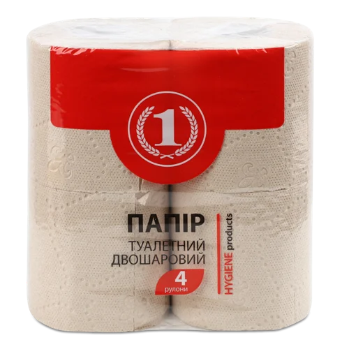 Туалетний Папір 2-Шаровий Сірий, ТМ "1", 4шт