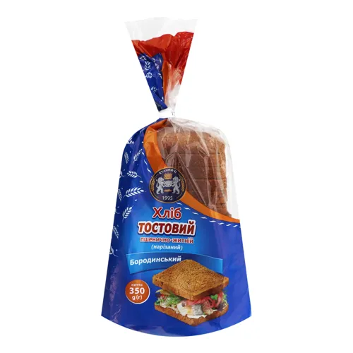 Хліб пшенично-житній нарізний Тостовий Бородинський Кулиничі м/у 350г