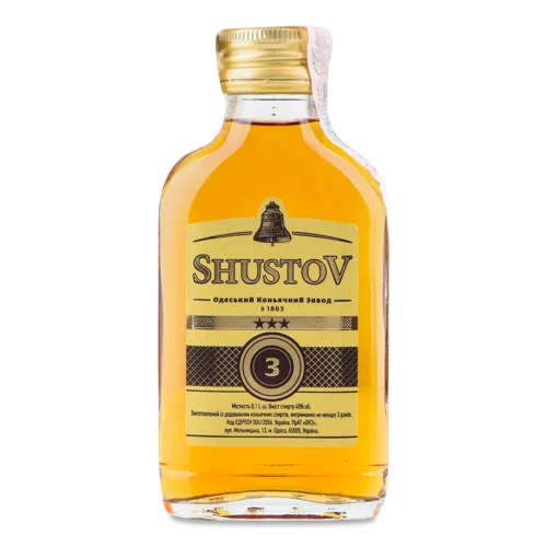 Спиртний Напій Вищого Ґатунку 3 Зірки Золота Колекція ShustoV, 0.1л, 40%
