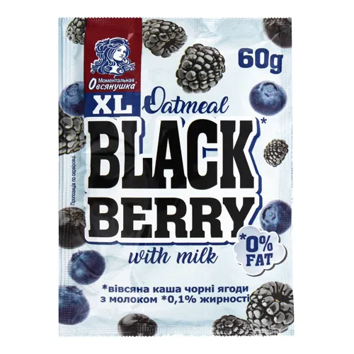 Каша вівсяна з чорними ягодами з молоком Моментальна Овсянушка 60г