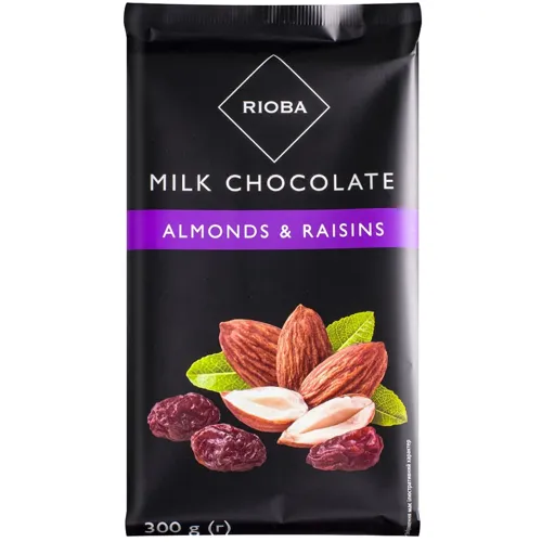 Шоколад Rioba Almonds&Raisins молочний 300г