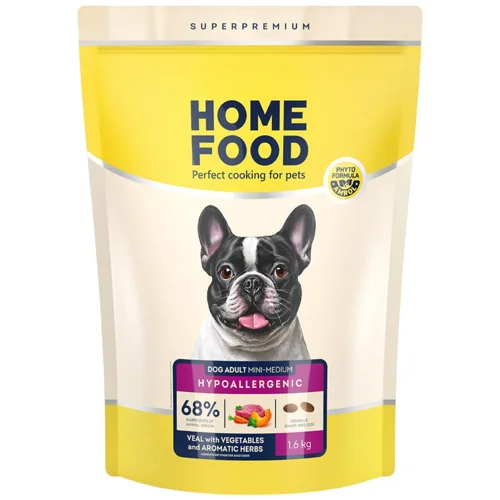 Корм сухий Home Food з телятиною та овочами для собак малих та середніх порід 1,6кг