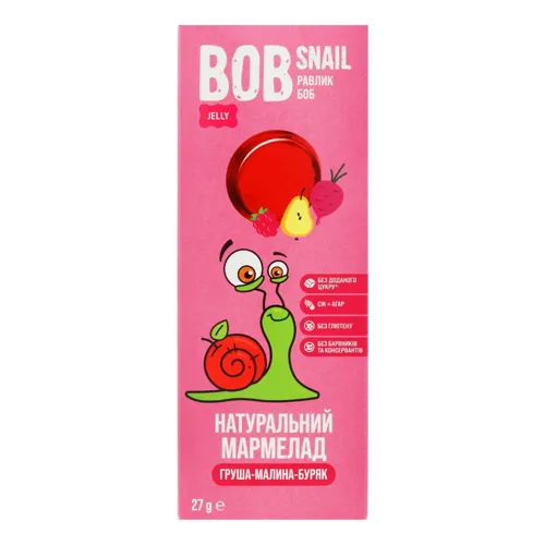 Мармелад натуральний Груша-малина-буряк Bob Snail к/у 27г