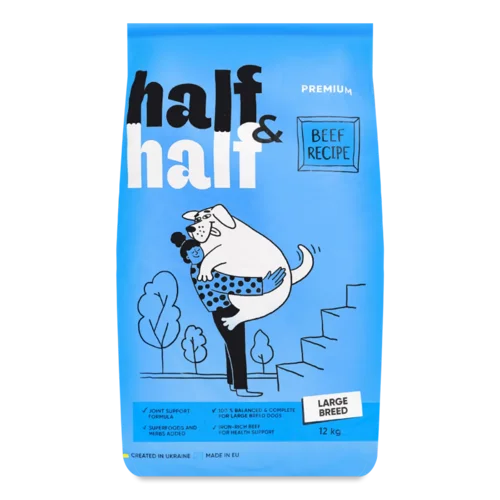 Корм для собак Half&Half Beef великих порід сухий