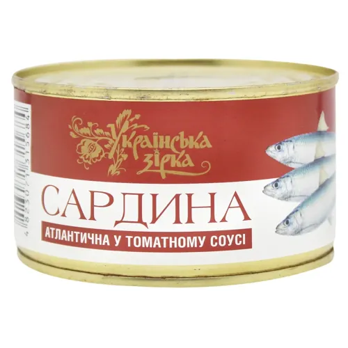 Сардина Українська Зірка атлантична натуральна обсмажена в томатному соусі 240г