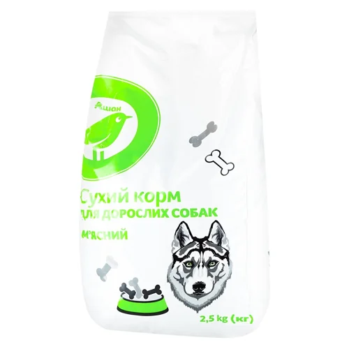 Корм сухий Auchan з м'ясом для собак 2,5кг