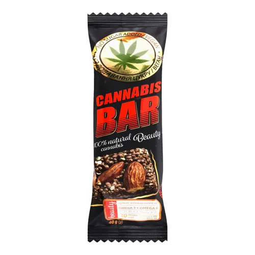 Батончик мюслі з мигдалем+насіння канабісу Cannabis Bar м/у 40г
