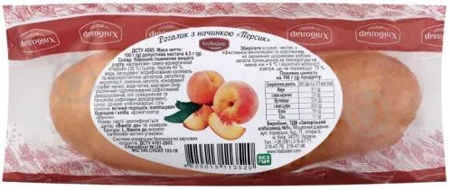 Рогалик з начинкою персик, упак., 100г