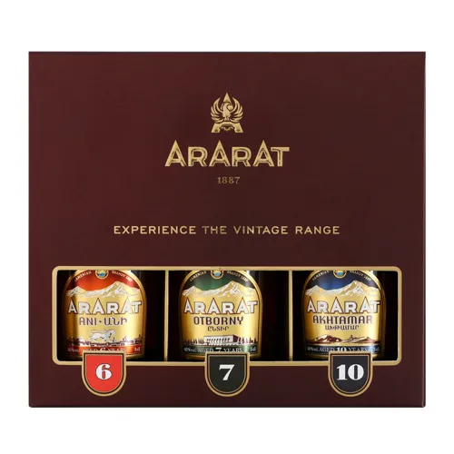 Набір подарунковий 3х0.05л 40% коньяки вірменські Akhtamar, Otborny, Ani Ararat