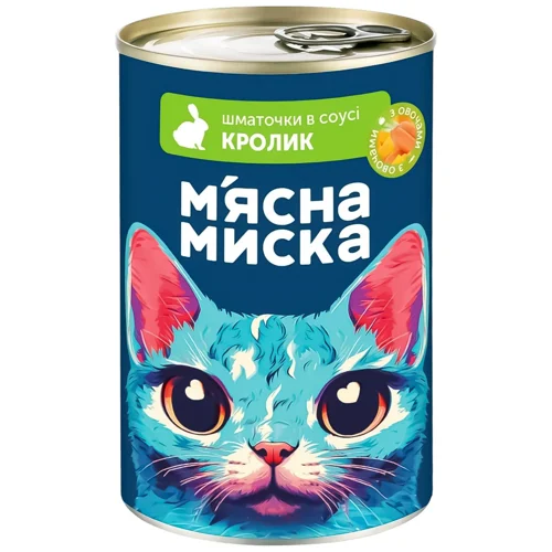 Корм вологий М'ясна Миска з кроликом та овочами для котів 415г