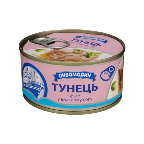Тунець філе у власному соку Аквамарин з/б 185г