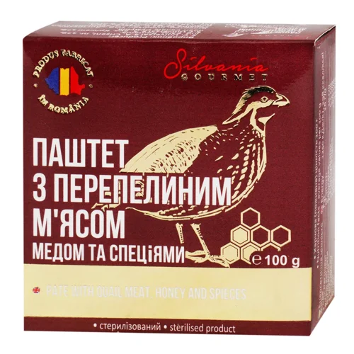 Паштет Silvania з м'ясом перепілки, медом і спеціями 100г