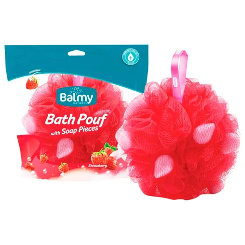 Мочалка зі шматочками мила Balmy Naturel Полуниця