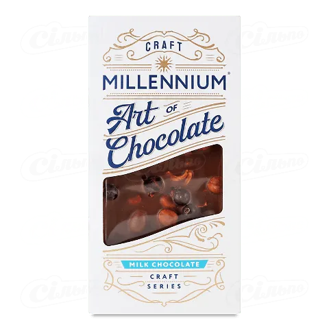 Шоколад молочний Millennium Craft Series кеш'ю-фундук-мигдаль-смородина, 100г