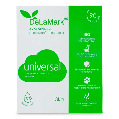 Пральний Концентрований Безфосфатний Порошок Universal Eco DeLaMark, 3кг