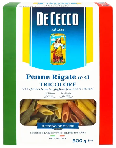 Вироби макаронні Penne Rigate №41 Tricolor De Cecco