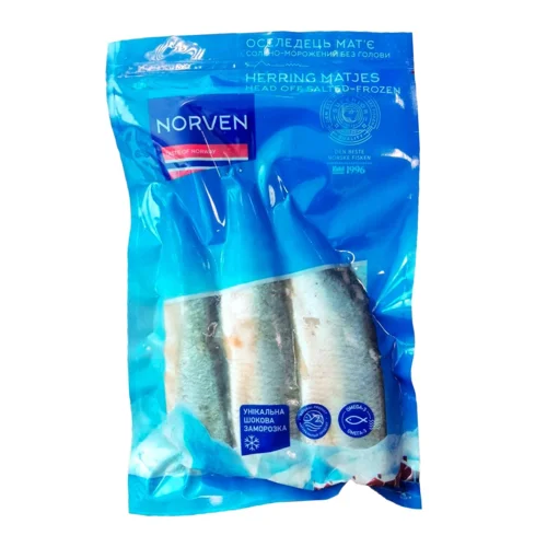 Оселедець Norven Мат'є без голови свіжоморожений вакуумна упаковка 500г