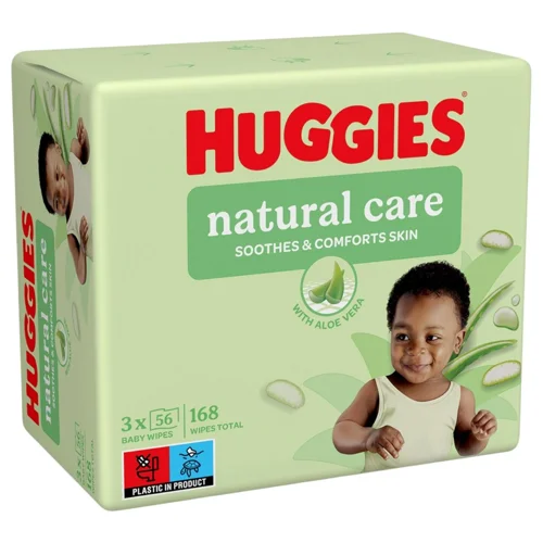 Серветки дитячі Huggies Natural Care 2+1 3*56шт