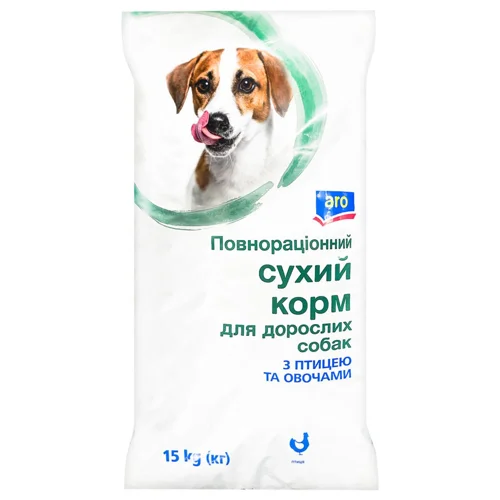 Корм сухий Aro з птицею та овочами для собак 15кг