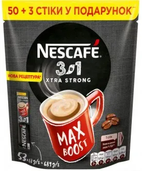 Напій кавовий «Nescafe Xtra Strong mix 3в1» розчинний, 53*13г