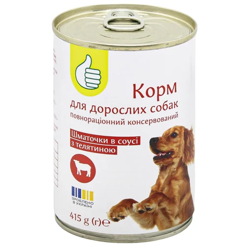 Корм вологий Auchan з телятиною для собак 415г