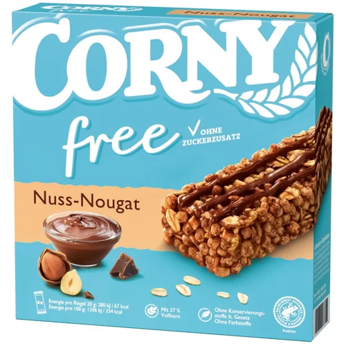 Батончики Corny Злакові Nuss-Nougat з горіховою пастою та нугою 120г