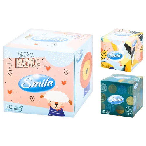 Серветки косметичні Smile тришарові білі 70л