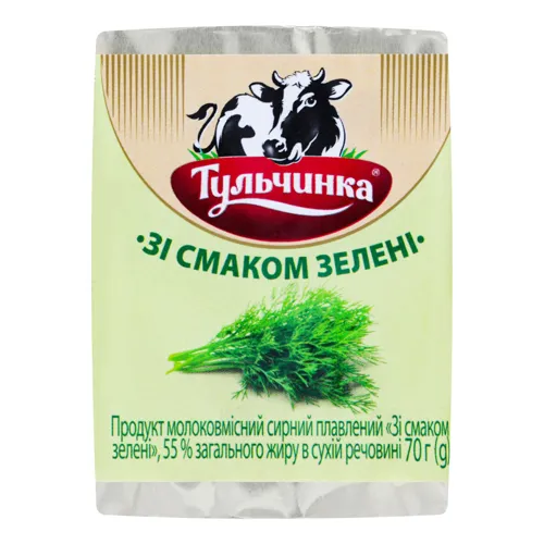 Продукт сирний 55% молоковмісний плавлений зі смаком зелені Тульчинка м/у 70г