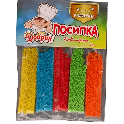 Посипка кондитерська Добрик кругла 5 кольорів 25г
