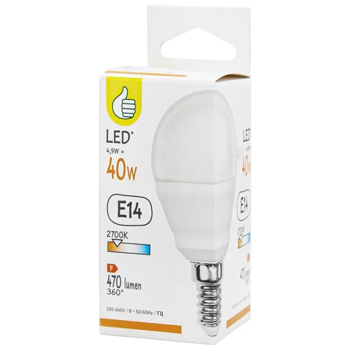 Лампочка Auchan G45 E14 4.9W 2700K