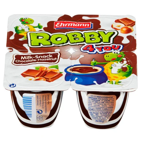 Десерт Ehrmann Robby 4You шоколад та лісові горіхи 5,8% 100г