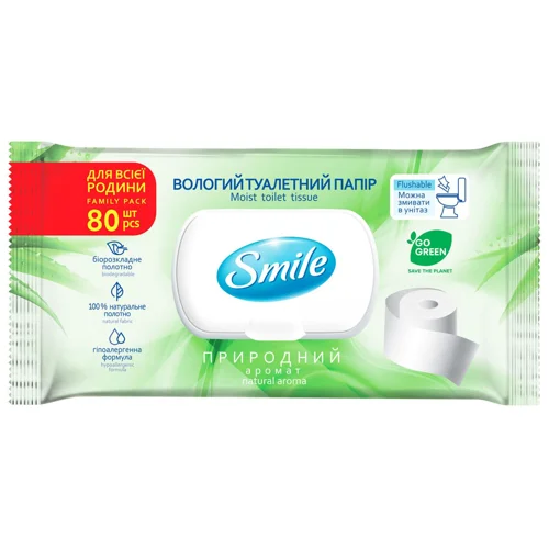 Туалетний папір вологий Smile Family 80шт