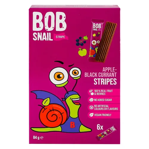 Цукерки Bob Snail Яблучно-чорносмородиновий страйп 7 х 84г