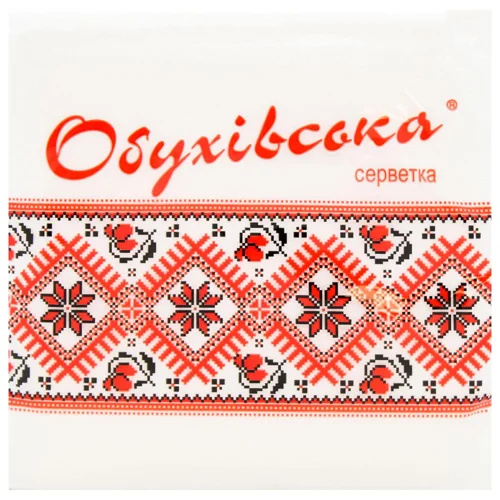 Серветки Обухівська 1-шарові білі 23х24см 40шт