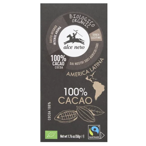 Шоколад чорний Alce Nero Fairtrade Екстра органічний 100% 50г