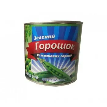 Горошок зелений Салатний стерилізований в залізній банці 420г