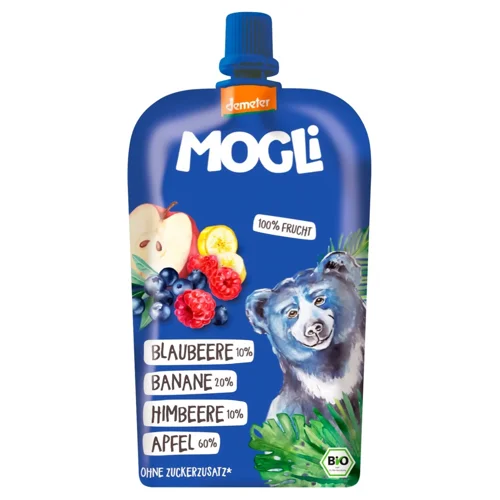 Пюре Mogli з чорницею, малиною, яблуком та бананом органічне 120г