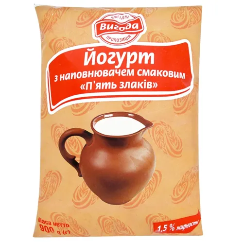 Йогурт Вигода 5 злаків 1.5% 900г