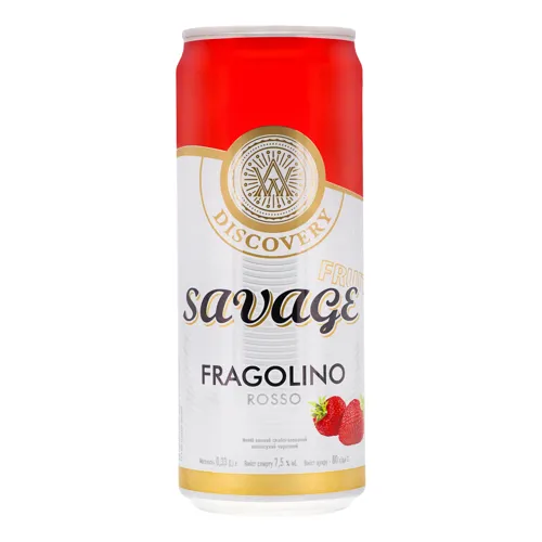 Напій винний 0.33л 7.5% слабогазований напівсухий Rosso Fragolino Savage з/б
